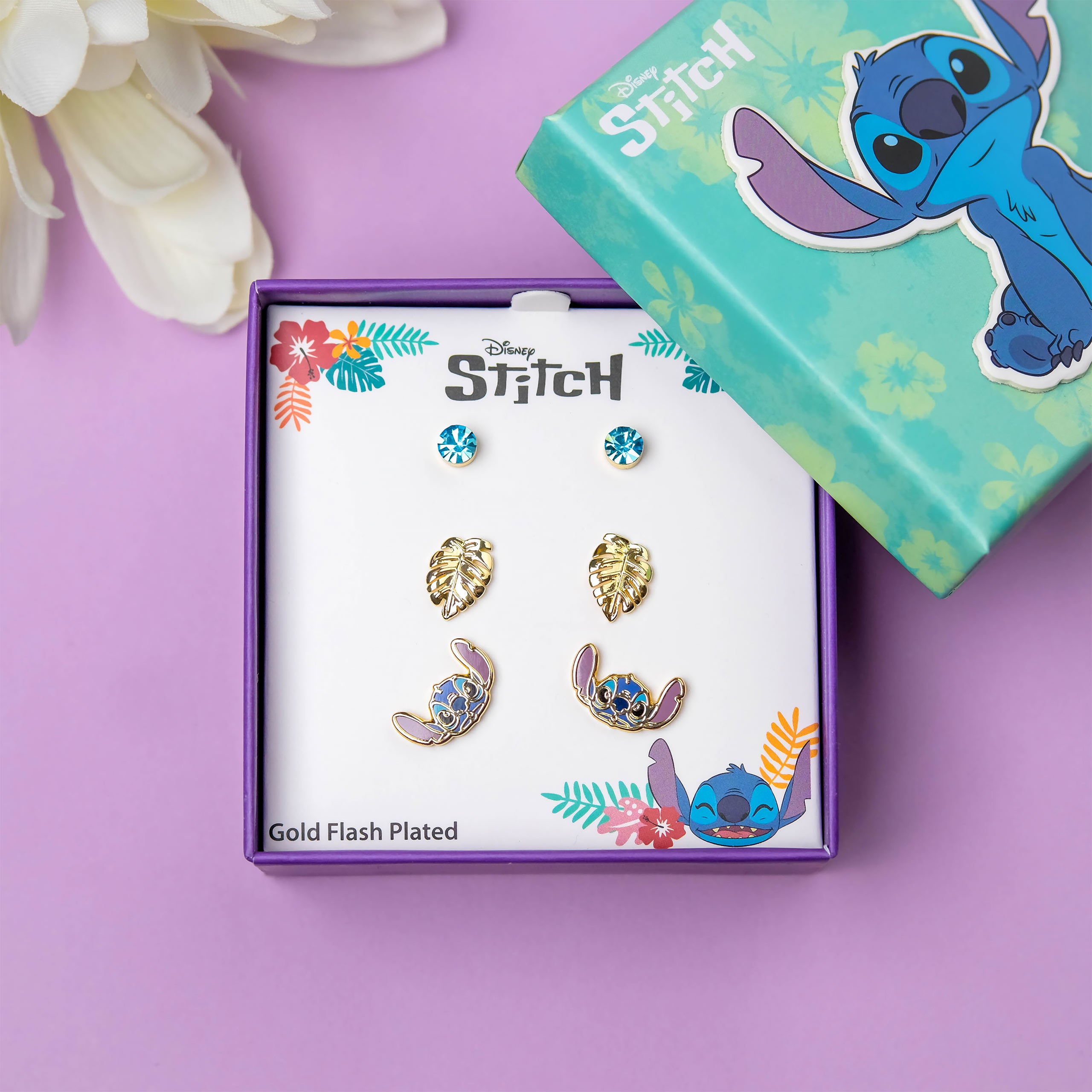 Zdjęcie produktu Kolczyki Stitch 3-częściowy zestaw prezentowy - Lilo & Stitch