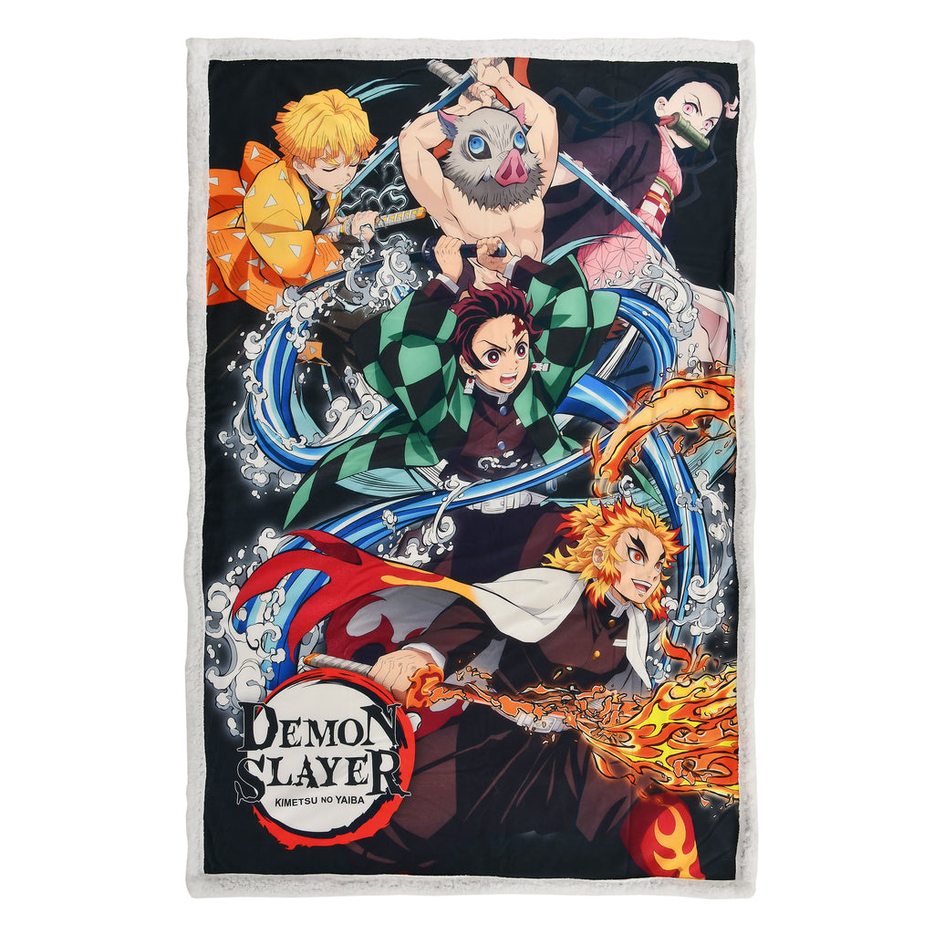 Zdjęcie produktu Demon Slayer - Koc polarowy z motywem załogi i futerkiem Teddy