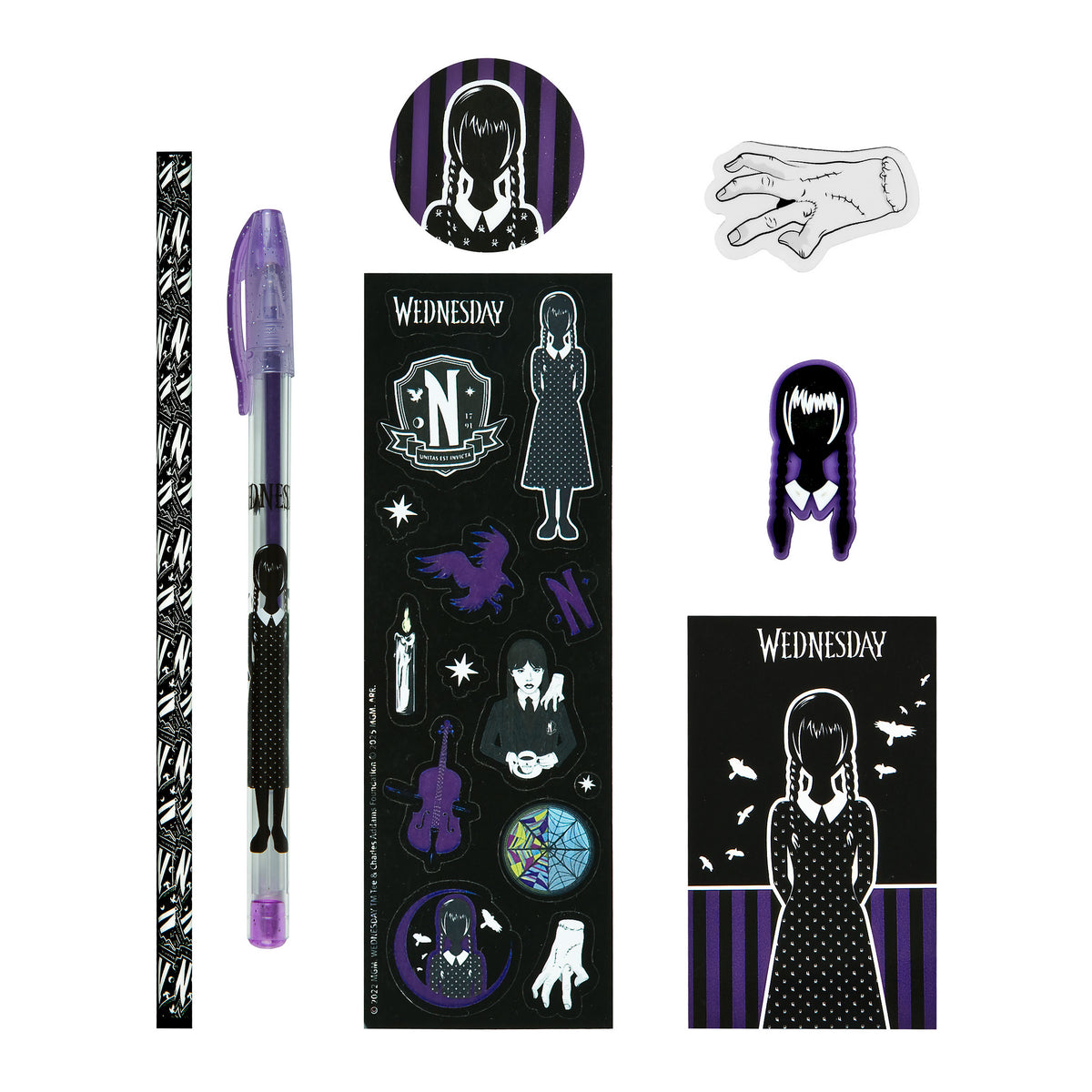Zdjęcie produktu Zestaw piśmienniczy Wednesday Addams, 8-elementowy