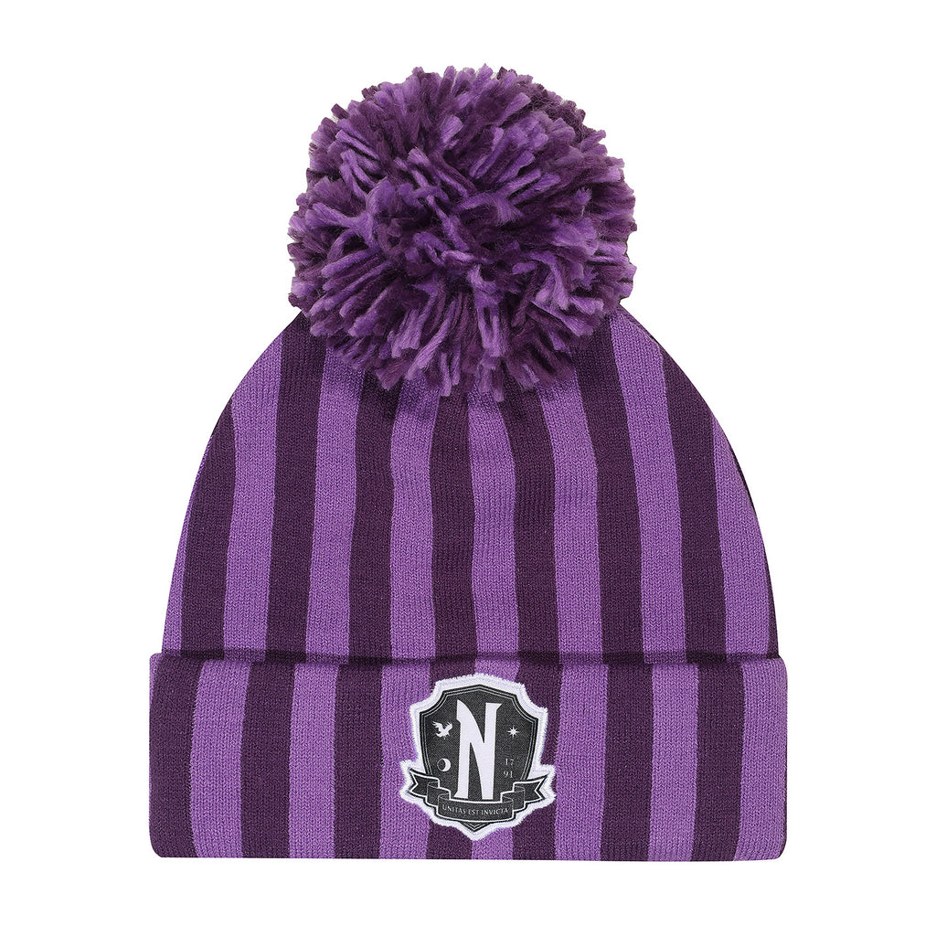 Zdjęcie produktu Wednesday - Czapka z pomponem z logo Nevermore