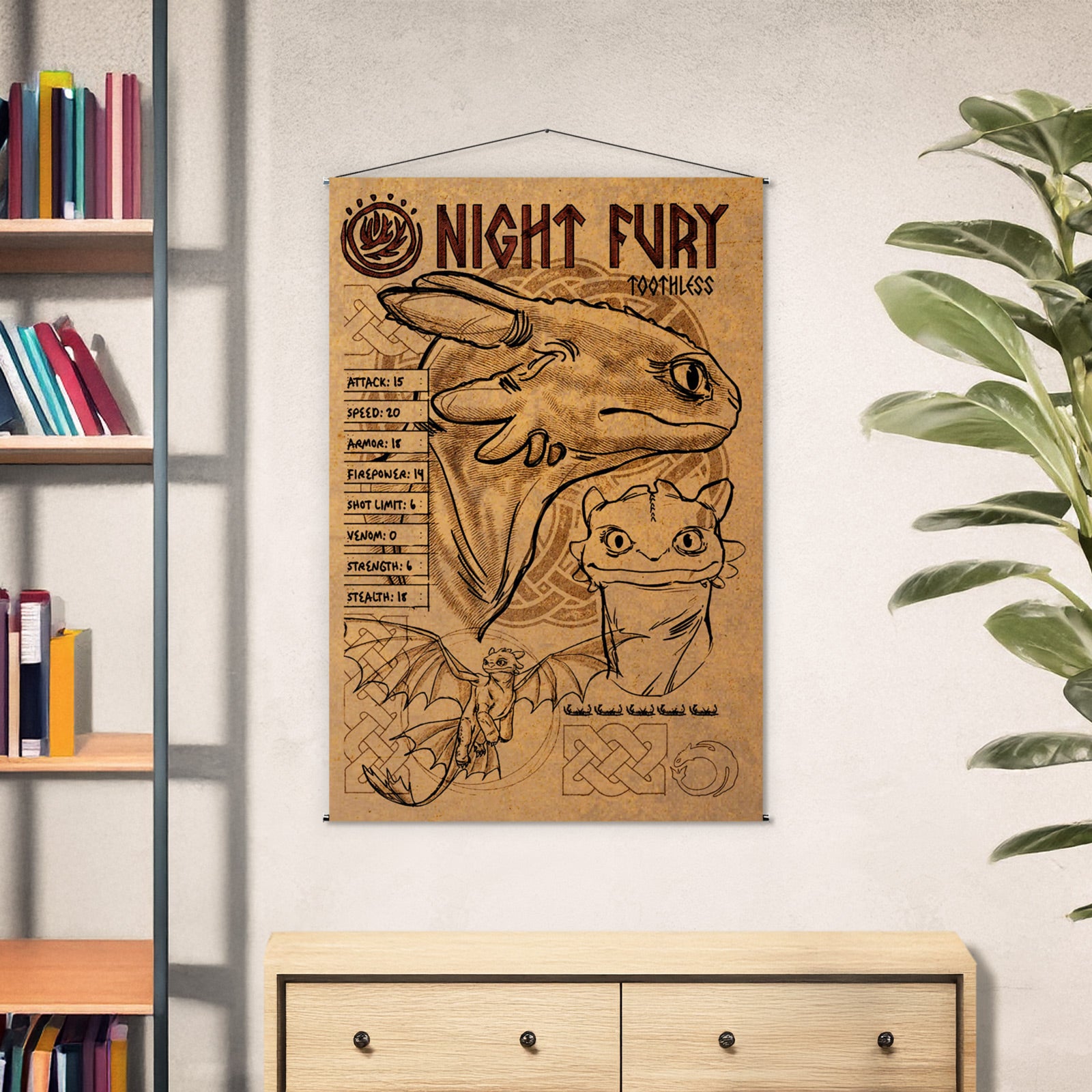 Zdjęcie produktu Jak wytresować smoka – Night Fury Wall Scroll