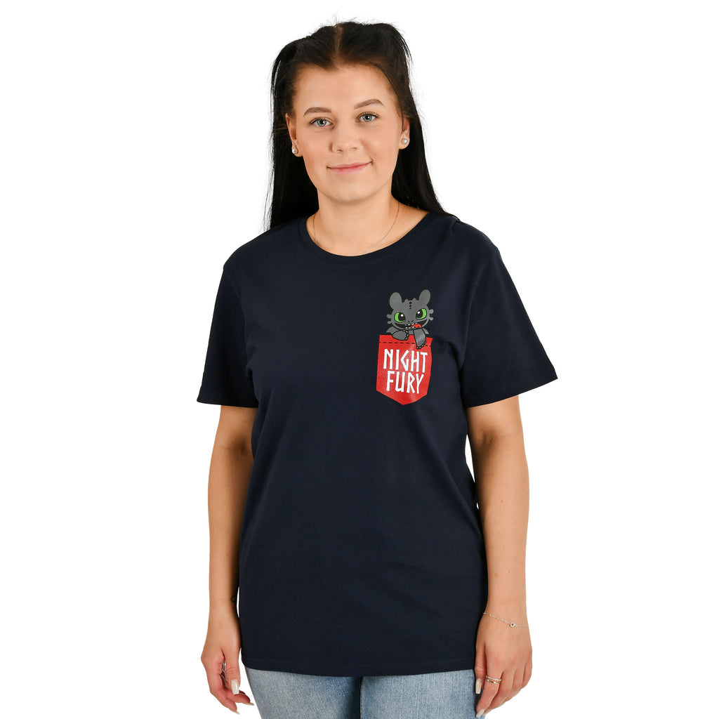 Zdjęcie produktu Jak wytresować smoka - T-shirt Night Fury Pocket niebieski