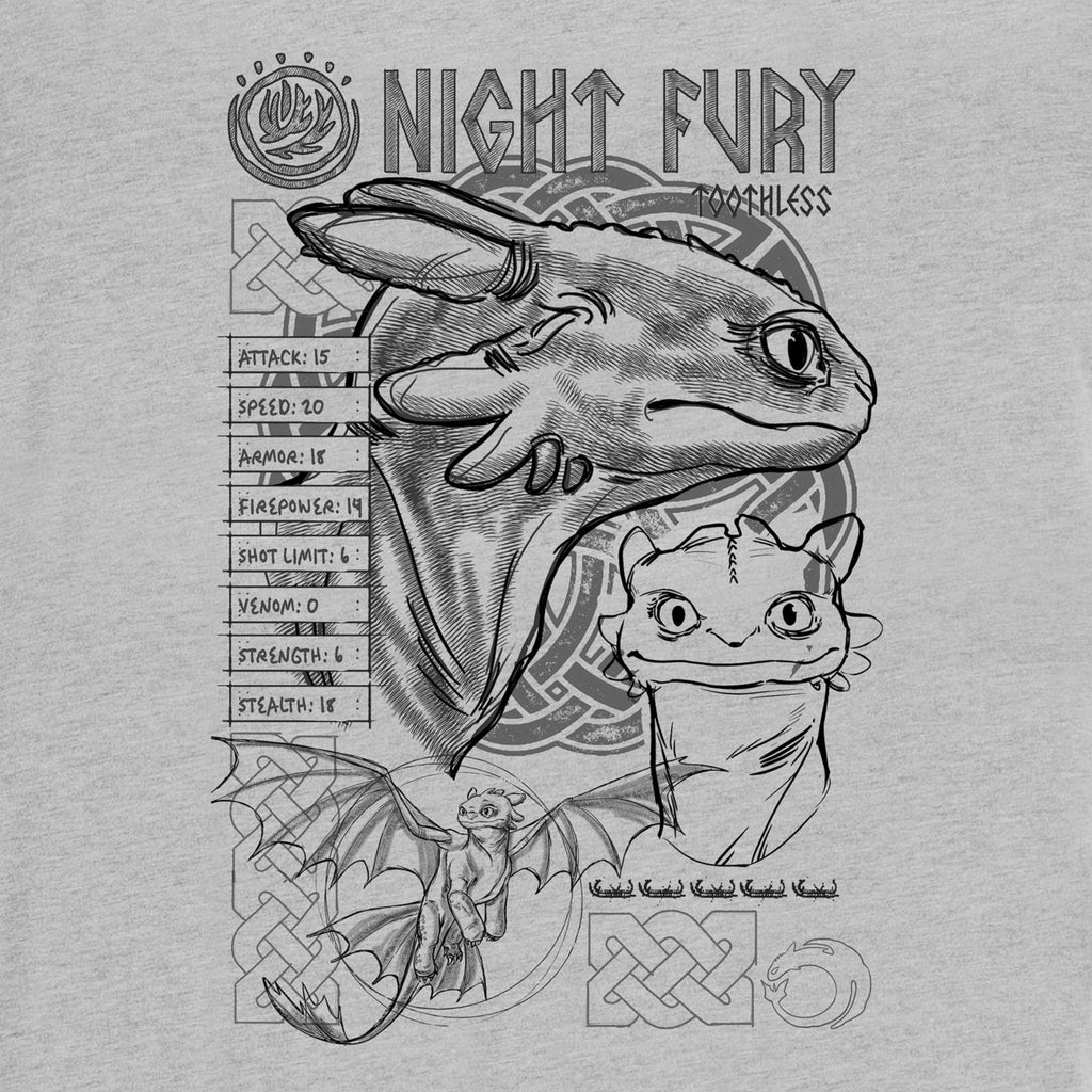 Zdjęcie produktu Jak wytresować smoka - Koszulka Night Fury Sketch szara