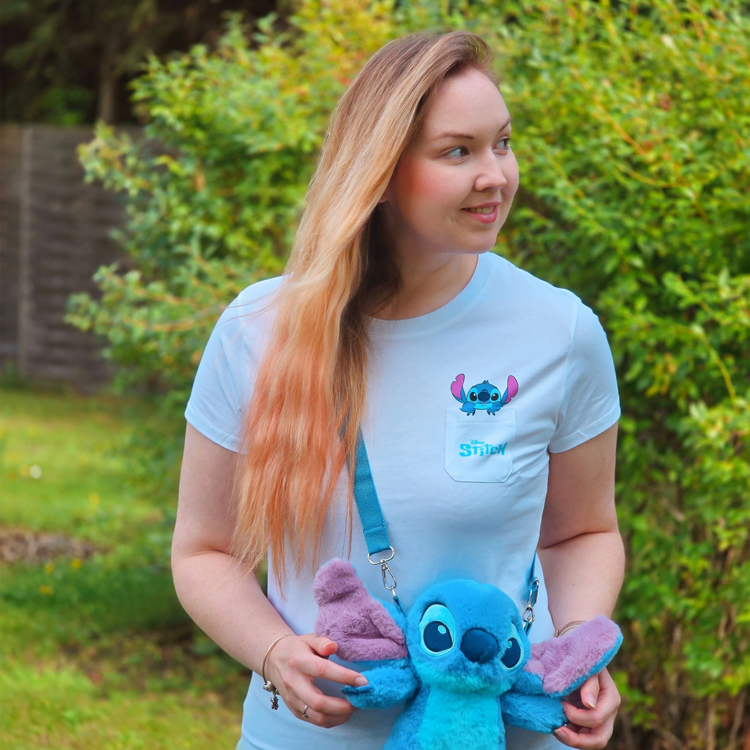 Zdjęcie produktu Biała koszulka z kieszonką Stitch - Lilo & Stitch
