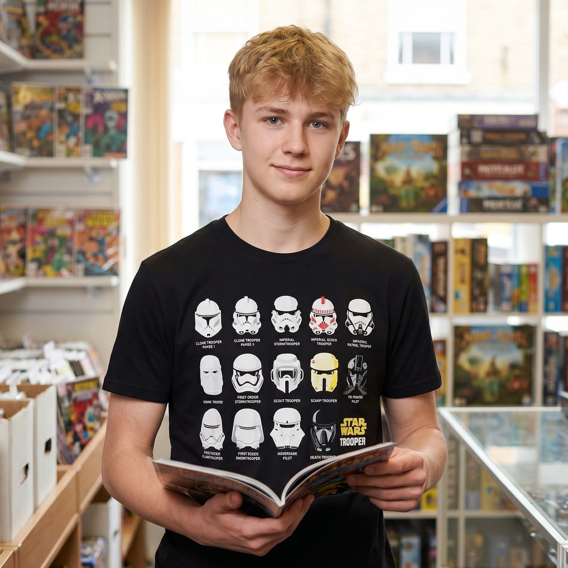 Zdjęcie produktu Koszulka z kolażem hełmu szturmowca czarna - Star Wars
