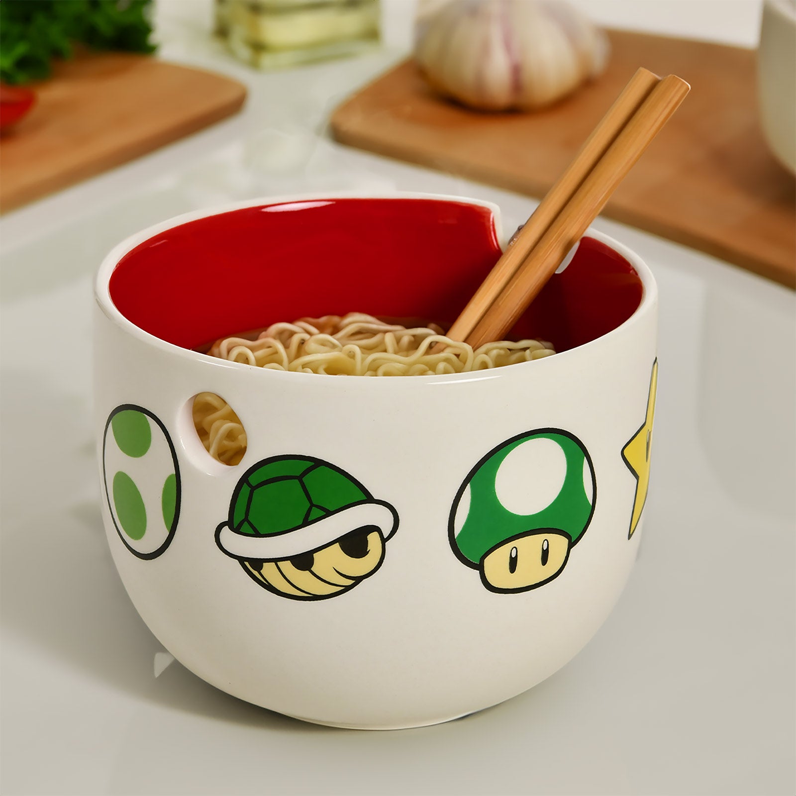 Zdjęcie produktu Super Mario - Miska Ramen z Symbolami i Pałeczkami