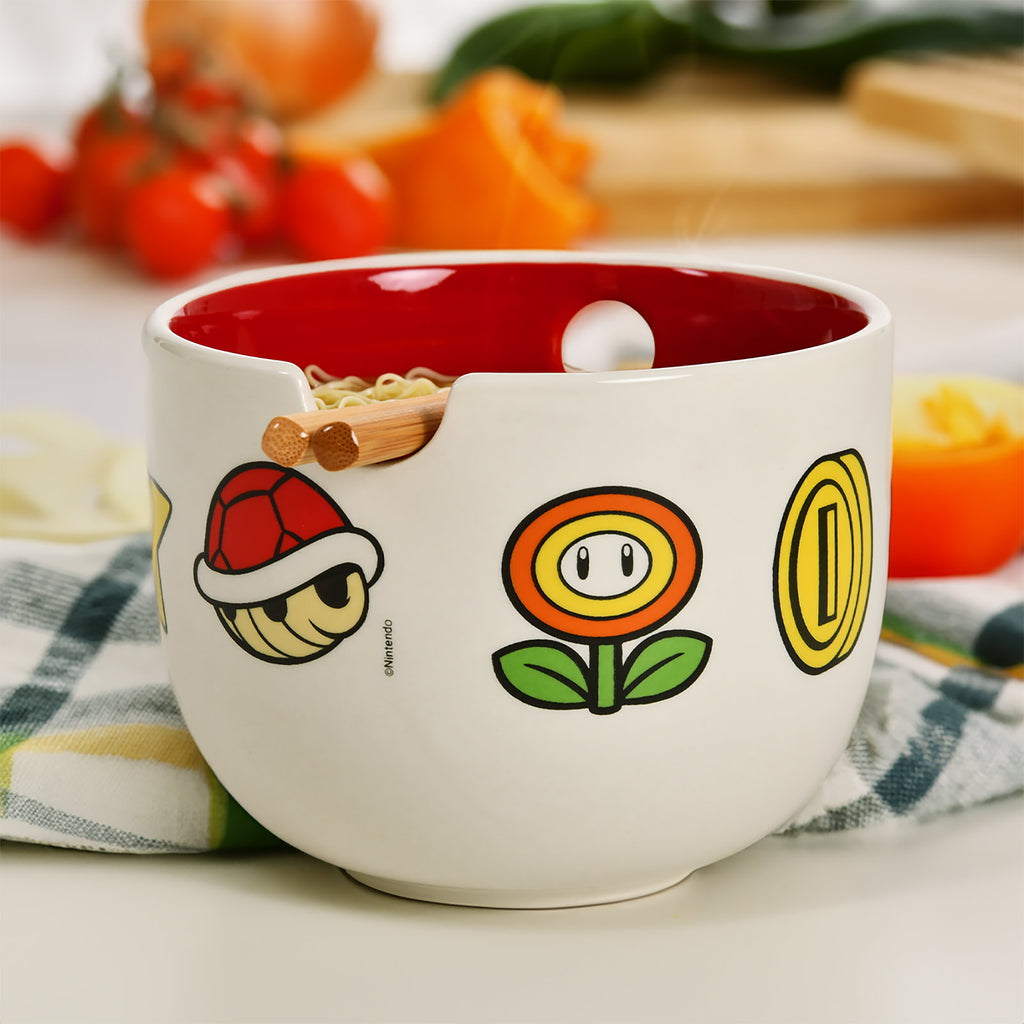 Zdjęcie produktu Super Mario - Miska Ramen z Symbolami i Pałeczkami