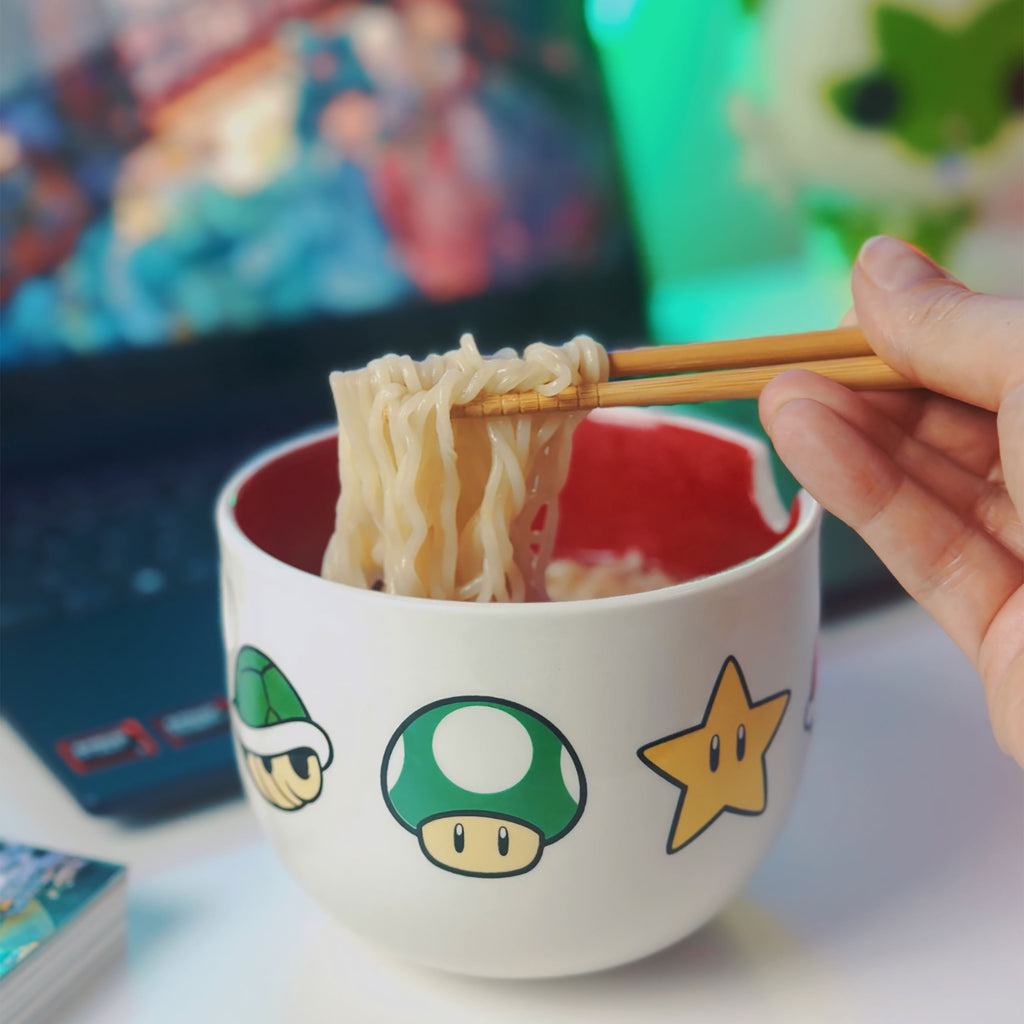 Zdjęcie produktu Super Mario - Miska Ramen z Symbolami i Pałeczkami