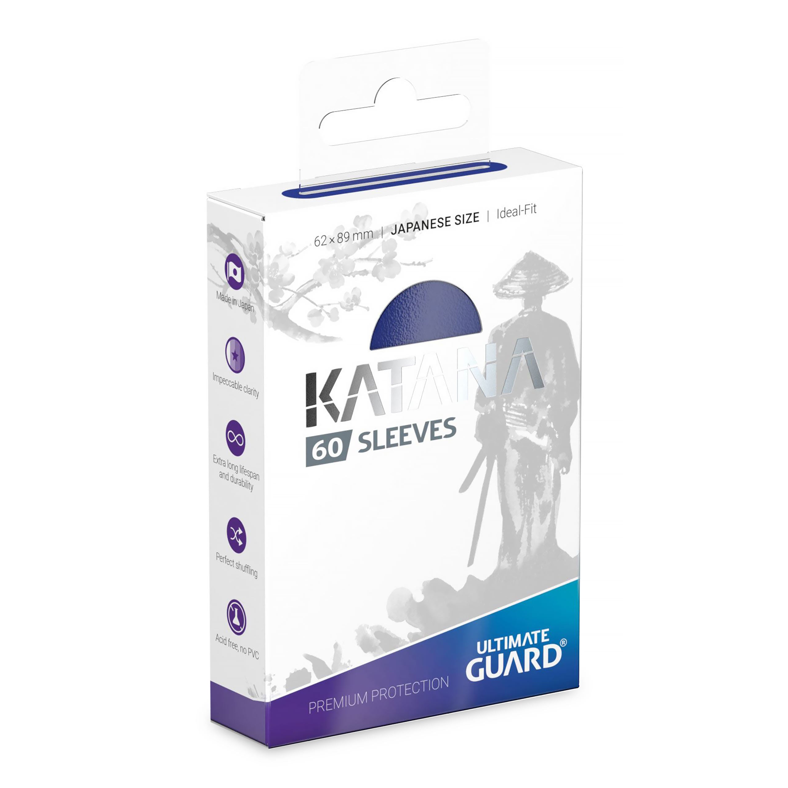 Zdjęcie produktu Koszulki na karty Katana niebieskie – zestaw 60 – Ultimate Guard – rozmiar japoński do TCG