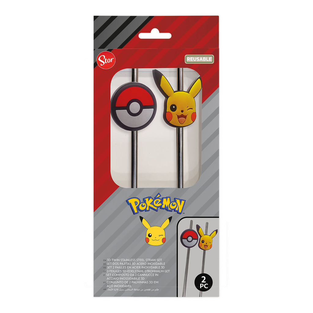 Zdjęcie produktu Pokémon – Zestaw 2 słomek Pikachu i Poké Ball
