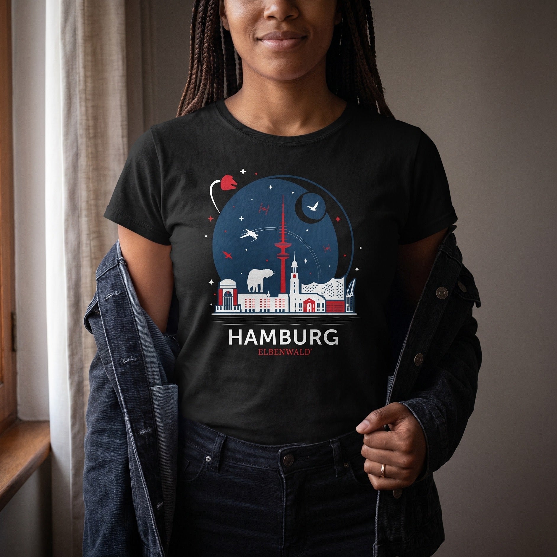 Zdjęcie produktu Koszulka Elbenwald w Hamburgu Skyline czarna