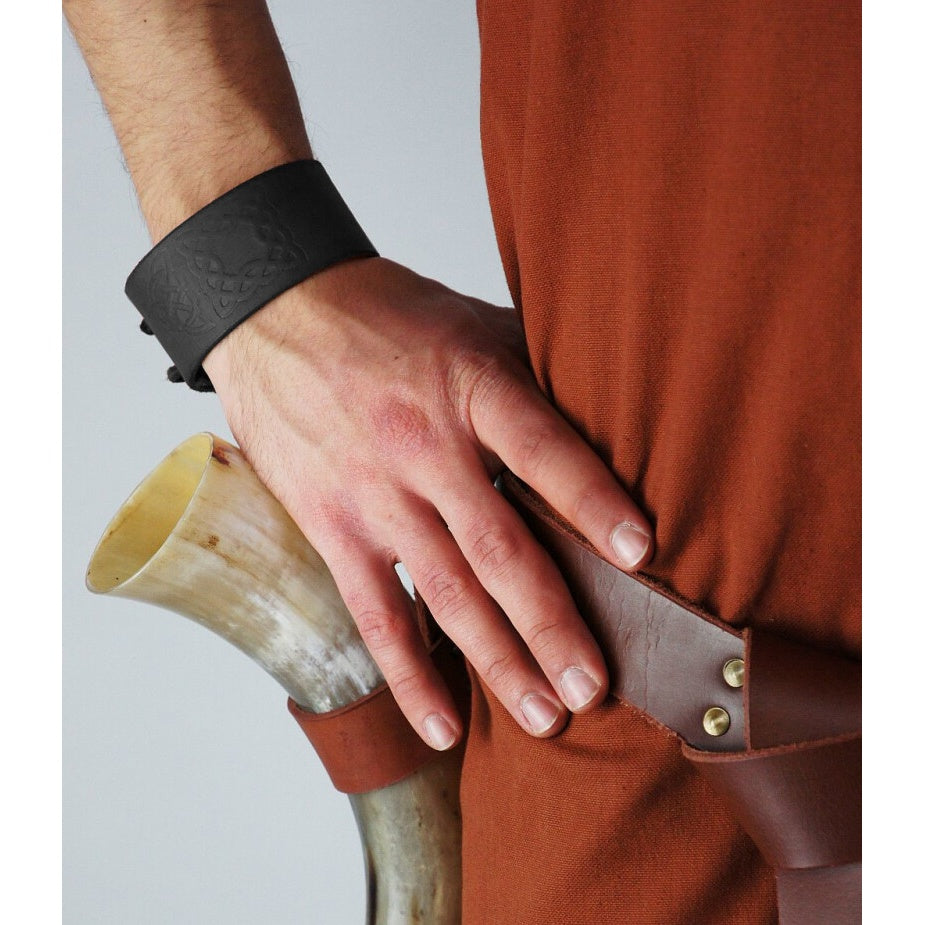 Product image Medieval Leather Bracelet with Celtic Embossing Black