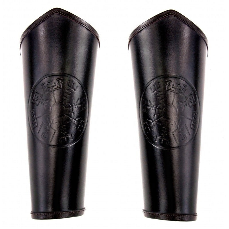 Zdjęcie produktu Średniowieczna skórzana naramiennica Ottar z tłoczeniem Vegvisir, czarna