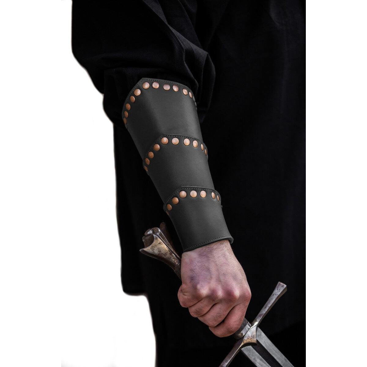 Product image Medieval Leather Bracers with Studs Black