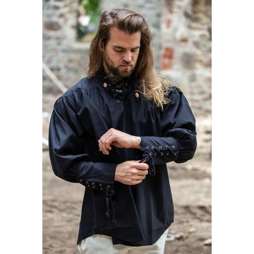 Product image Medieval Shirt Claude with Laced Cuffs Black