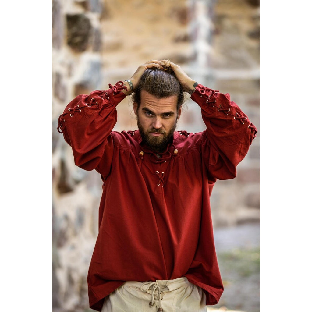Product image Medieval Lace-Up Shirt with Eyelets Adrian red