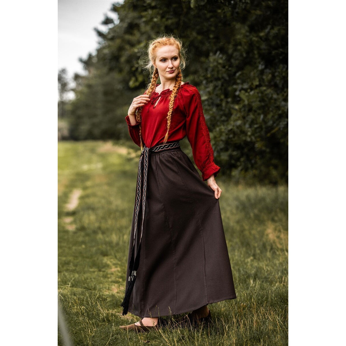 Zdjęcie produktu Bluzka średniowieczna z koronką Bettina czerwona