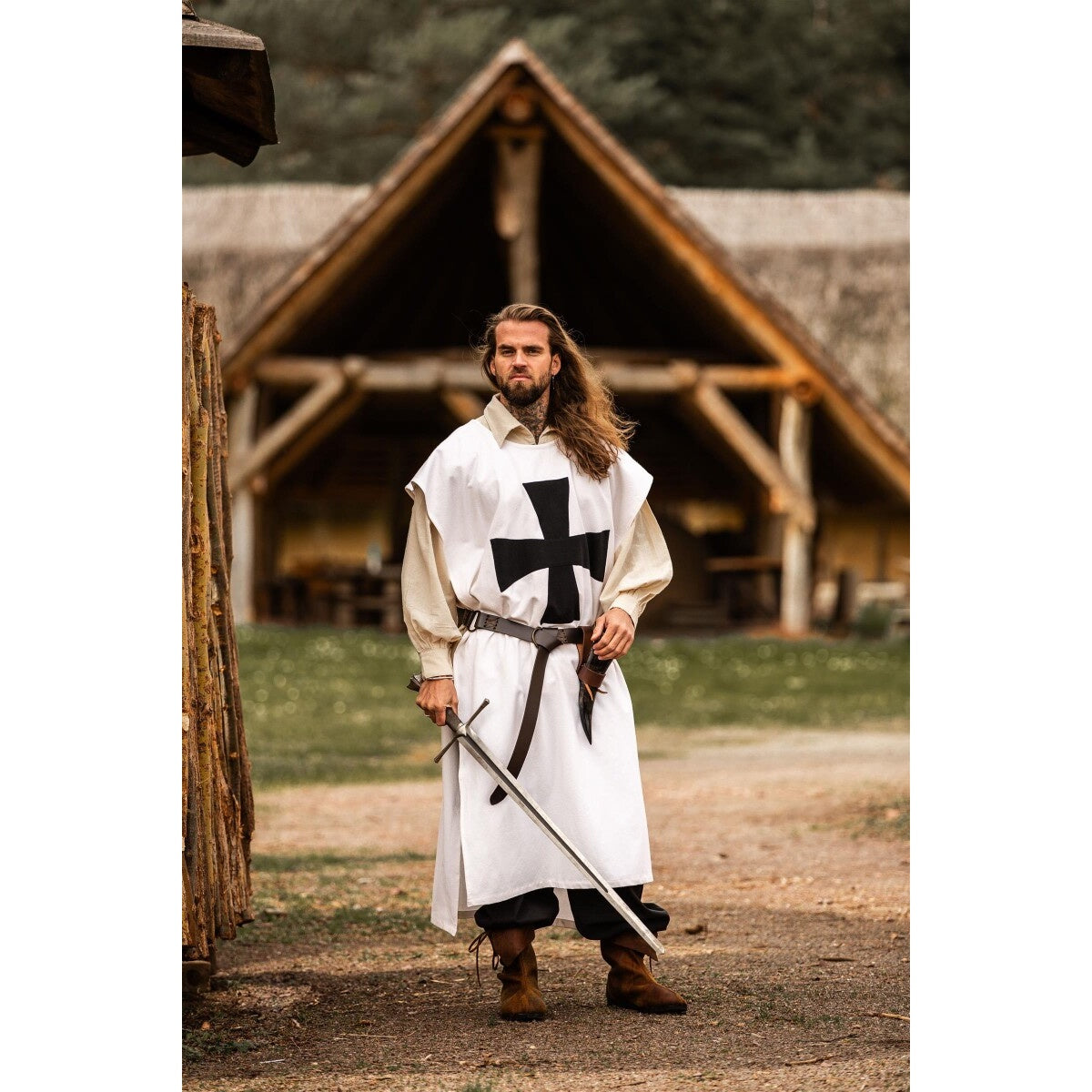 Product image Medieval Surcoat of the Knights Templar white-black