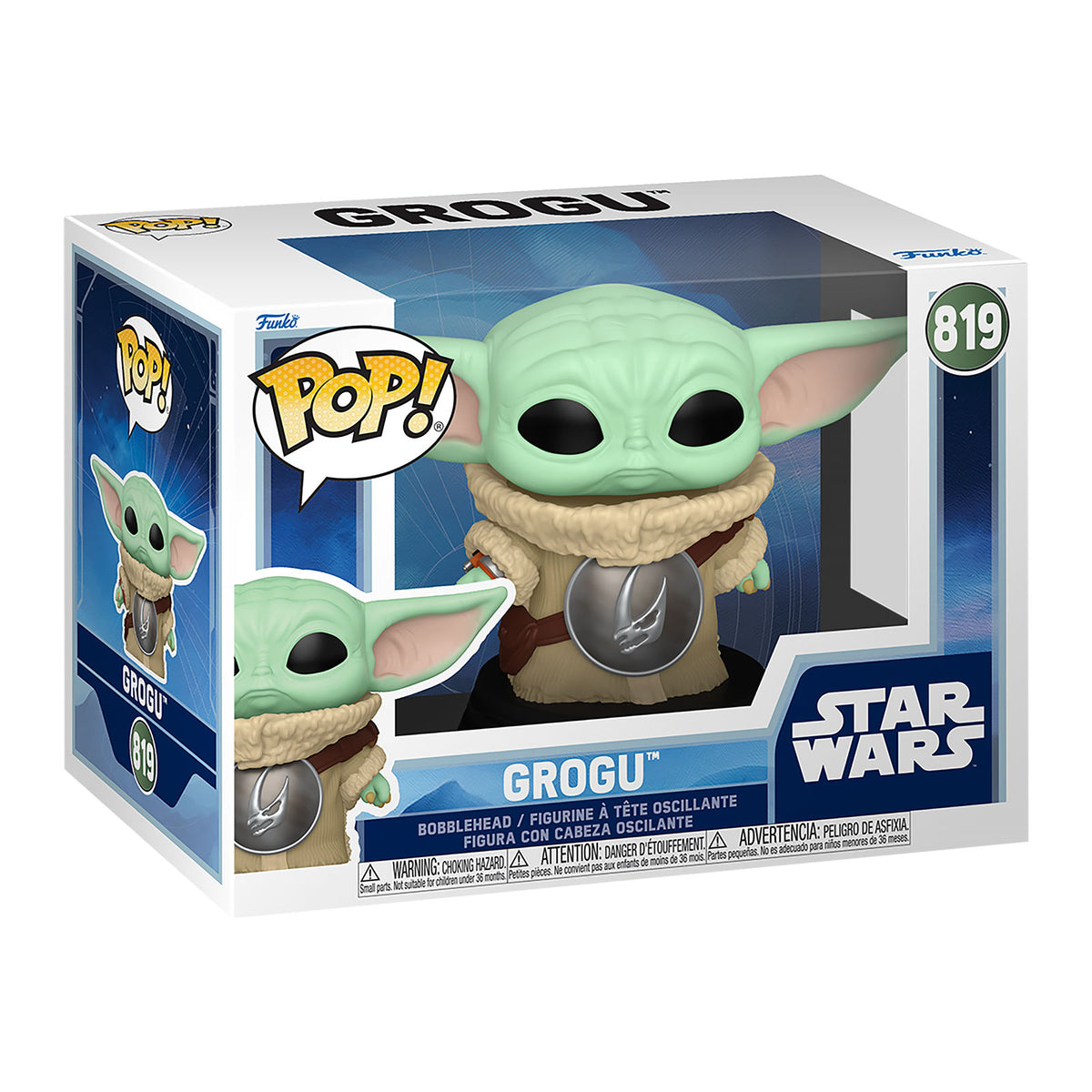 Zdjęcie produktu Grogu z napierśnikiem Mudhorn figurka Funko Pop z ruszającą się główką - Star Wars The Mandalorian and Grogu