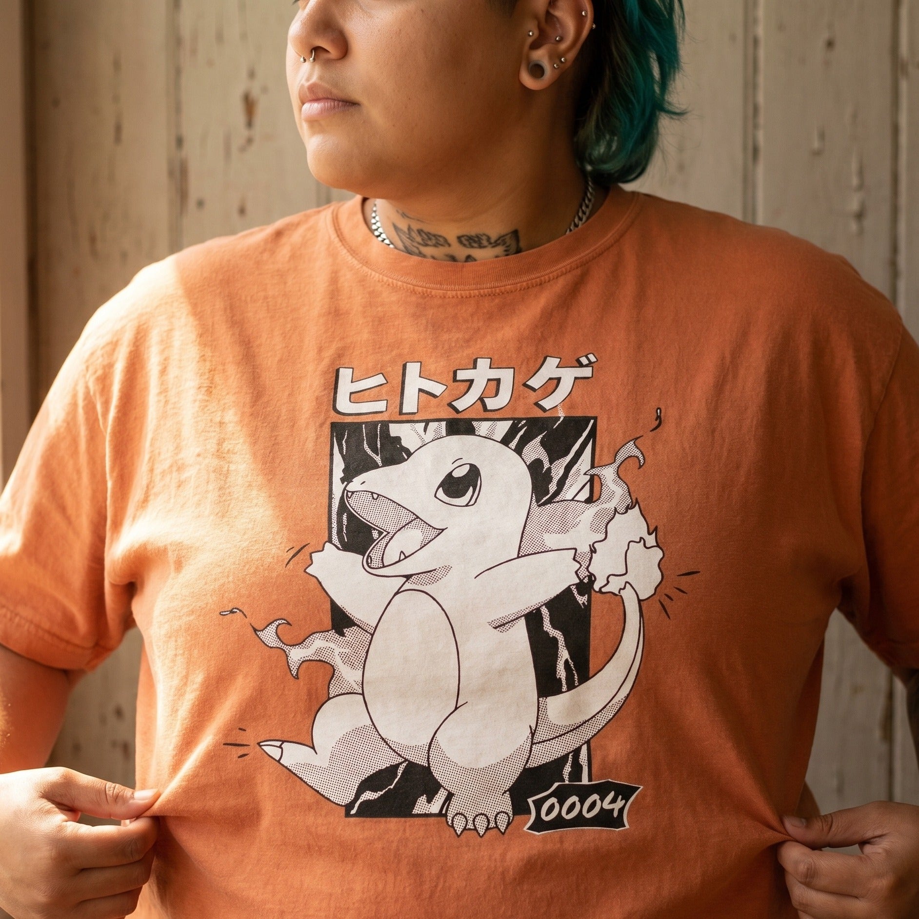 Zdjęcie produktu Pokémon - Koszulka Charmander Katakana Vintage