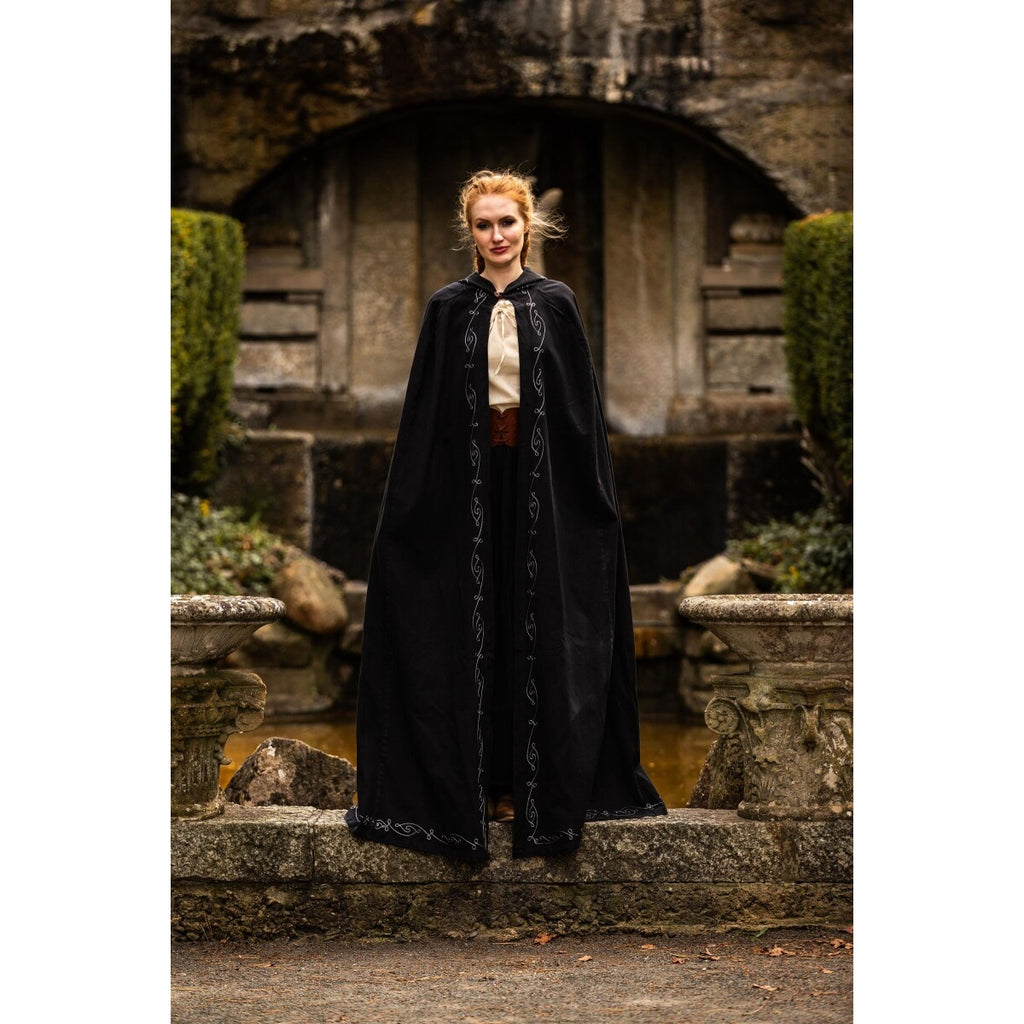Zdjęcie produktu Średniowieczny płaszcz z haftem Erna czarny