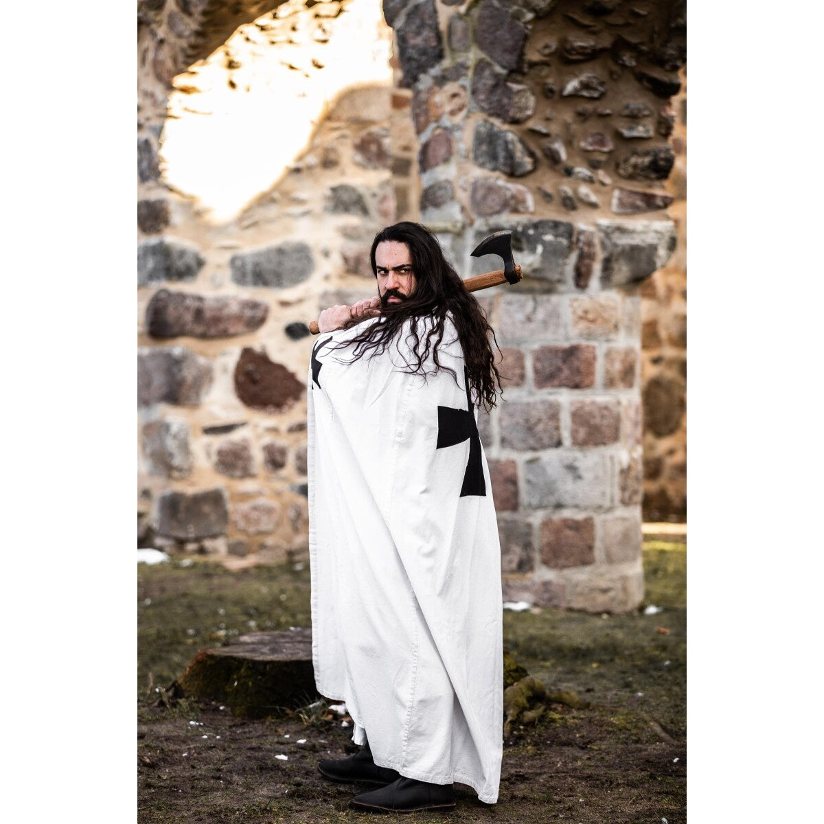 Product image Medieval Templar Knight Cloak Baldwin white-black
