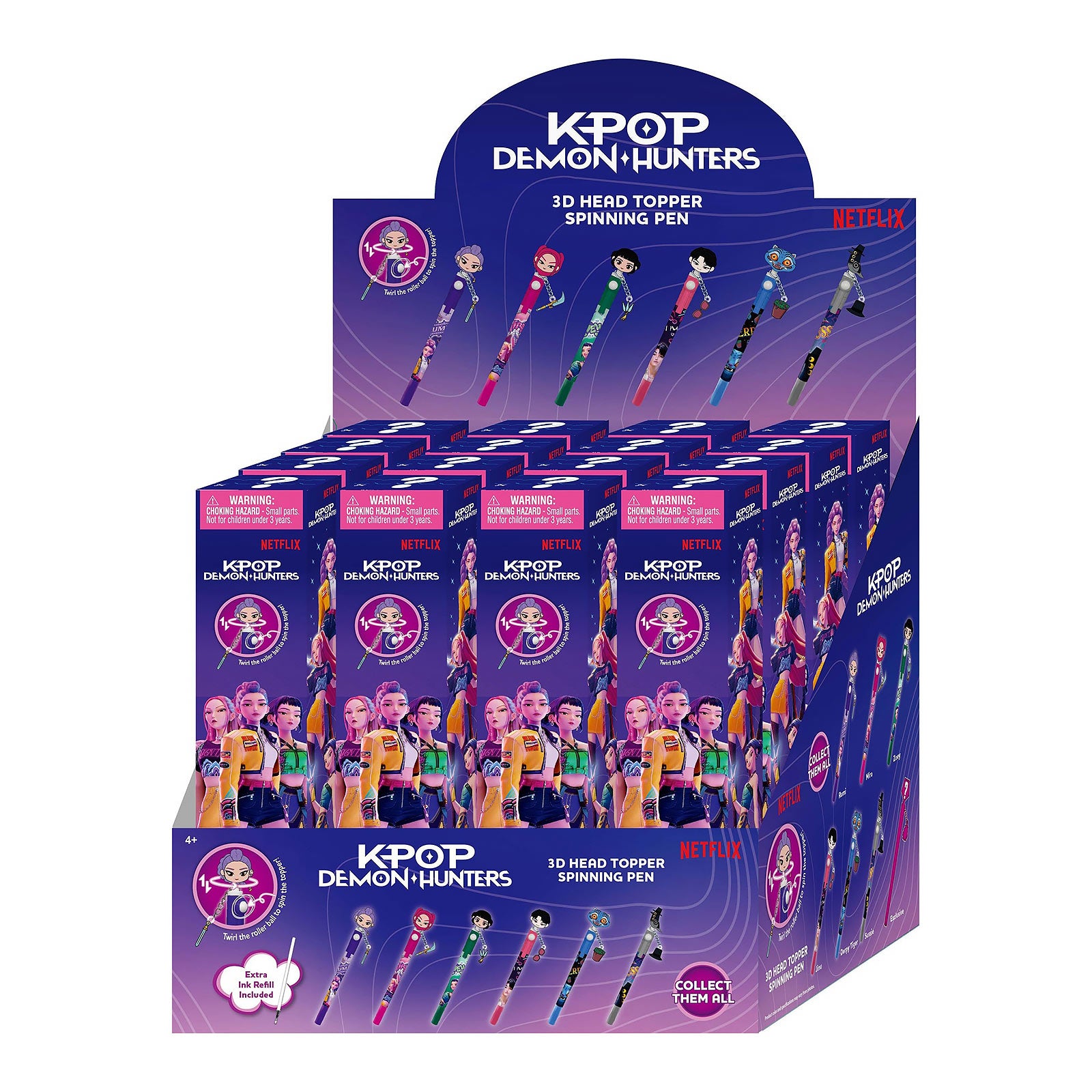 Zdjęcie produktu KPop Demon Hunters - Długopisy 3D z tajemniczymi postaciami, display 16 sztuk E1096251