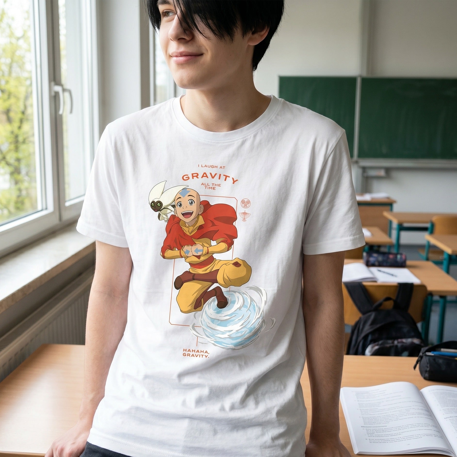 Zdjęcie produktu Avatar – koszulka Aang Laugh at Gravity biała