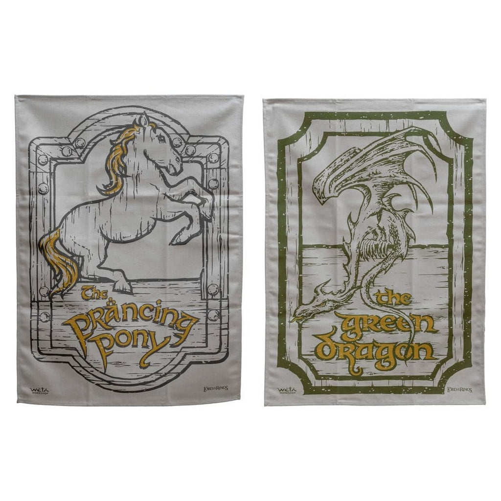 Zdjęcie produktu Władca Pierścieni – Zestaw 2 ściereczek Green Dragon & Prancing Pony