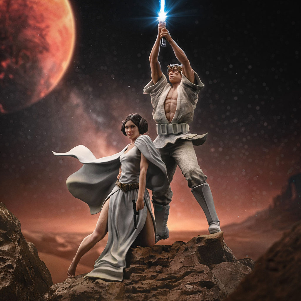 Zdjęcie produktu Star Wars Deluxe Art Scale Figura 1/10 Luke i Leia 41 cm