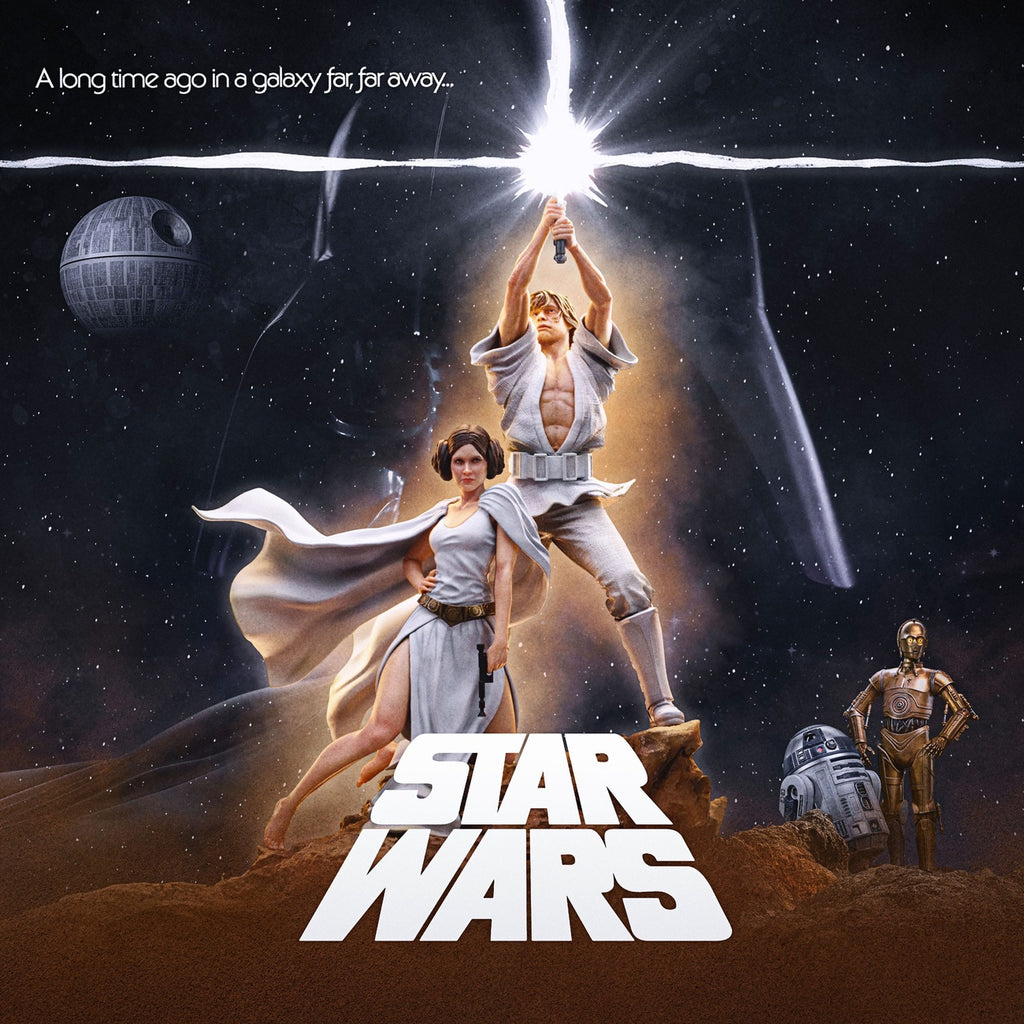Zdjęcie produktu Star Wars Deluxe Art Scale Figura 1/10 Luke i Leia 41 cm