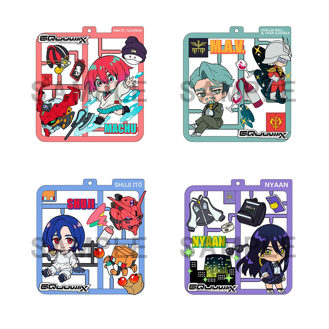 Zdjęcie produktu Mobile Suit Gundam GQuuuuuuX Plat Collection zestaw zawieszek (4)