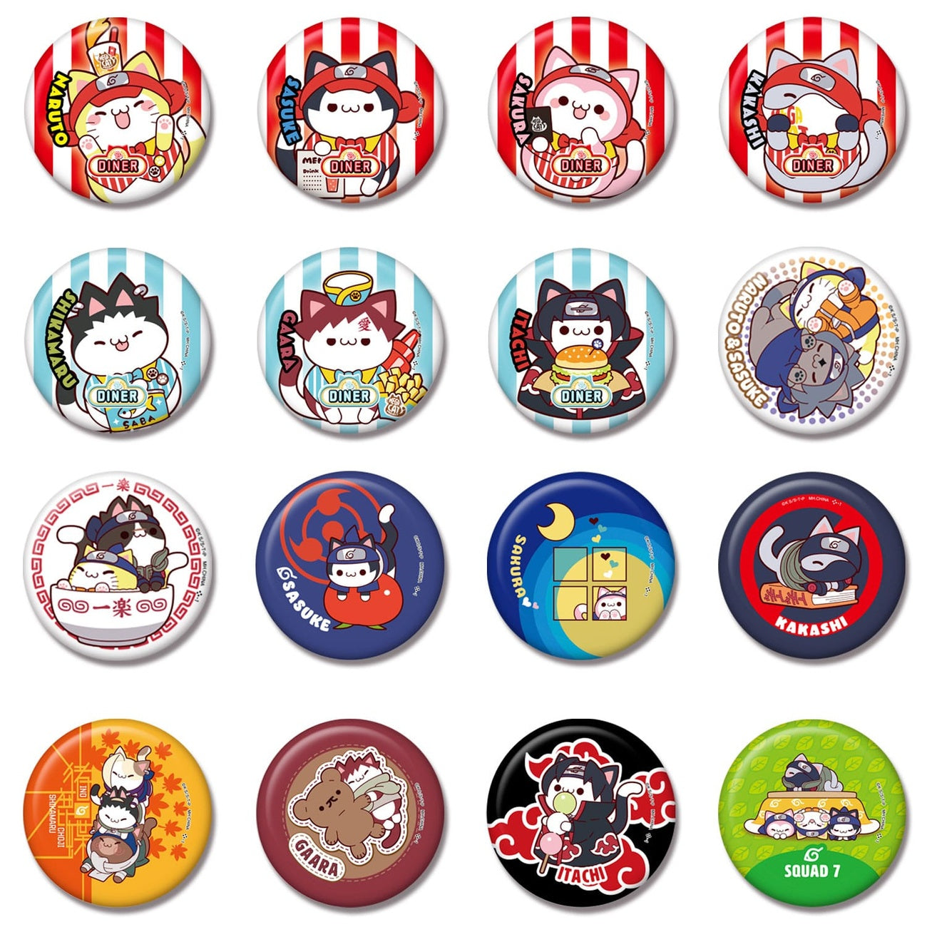 Zdjęcie produktu Naruto Mega Cat Project Nyaruto! Metalowe przypinki 5 cm Zestaw (16)