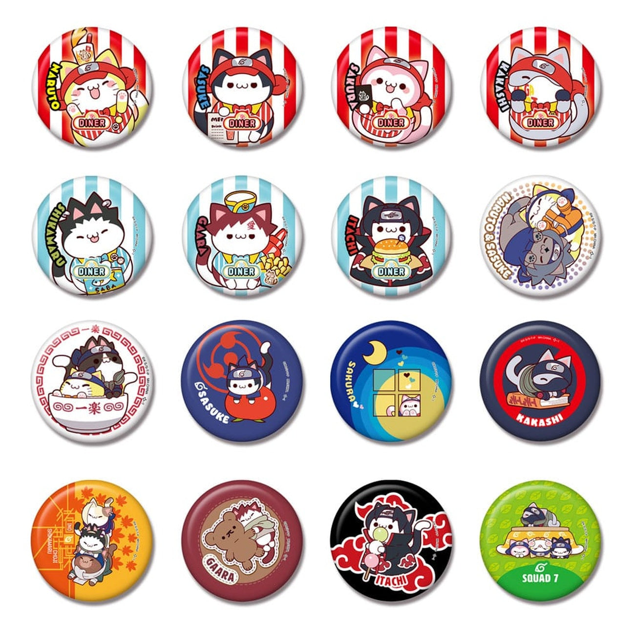 Zdjęcie produktu Naruto Mega Cat Project Nyaruto! Metalowe przypinki 5 cm Zestaw (16)