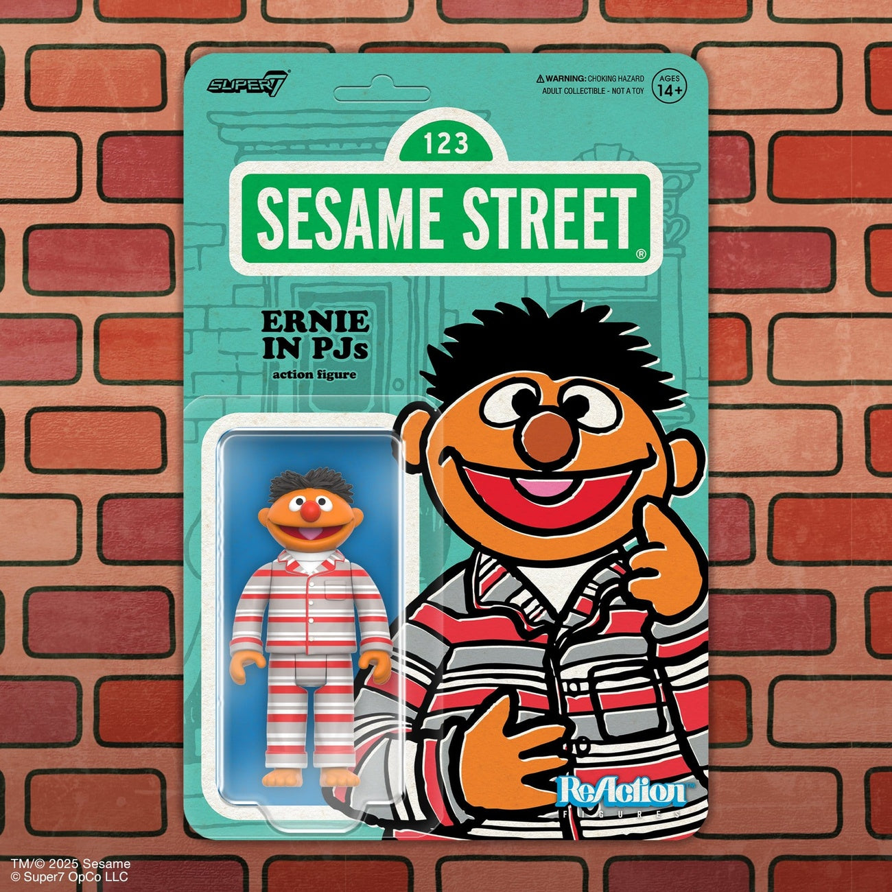 Zdjęcie produktu Ulica Sezamkowa figurka akcji ReAction Fala 06 Ernie (piżama) 10 cm