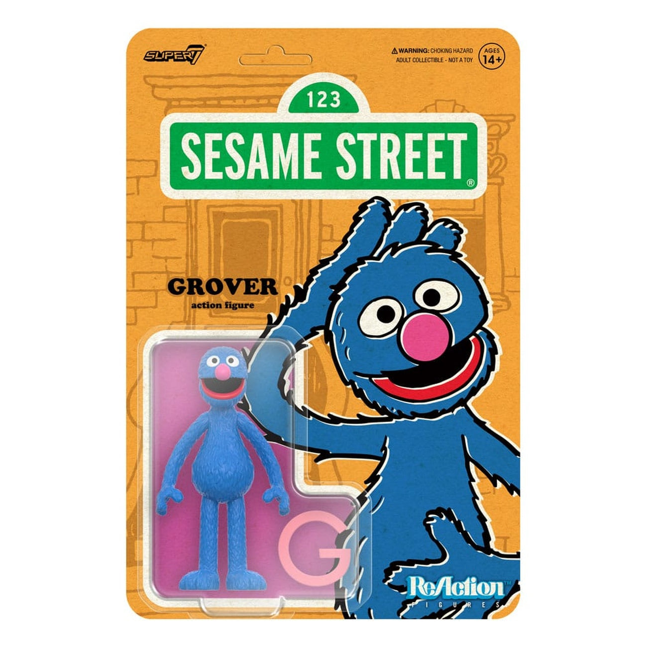 Zdjęcie produktu Ulica Sezamkowa figurka akcji ReAction Wave 05 Grover 10 cm