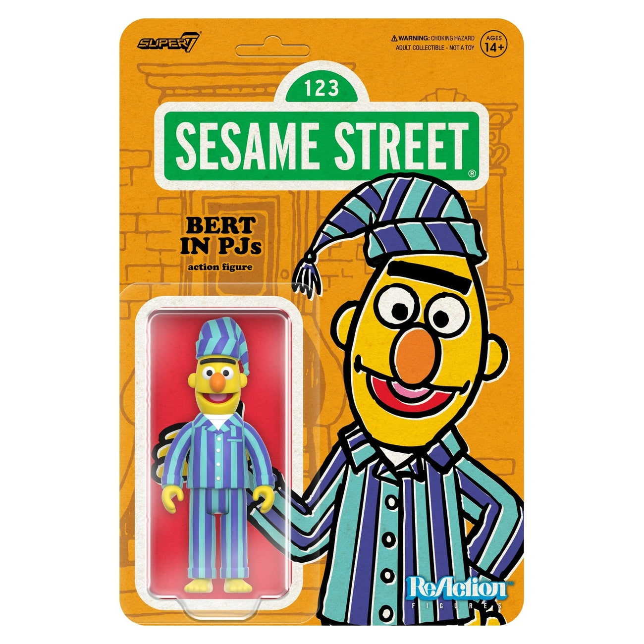 Zdjęcie produktu Ulica Sezamkowa figurka akcji ReAction Wave 06 Bert (PJ) 10 cm