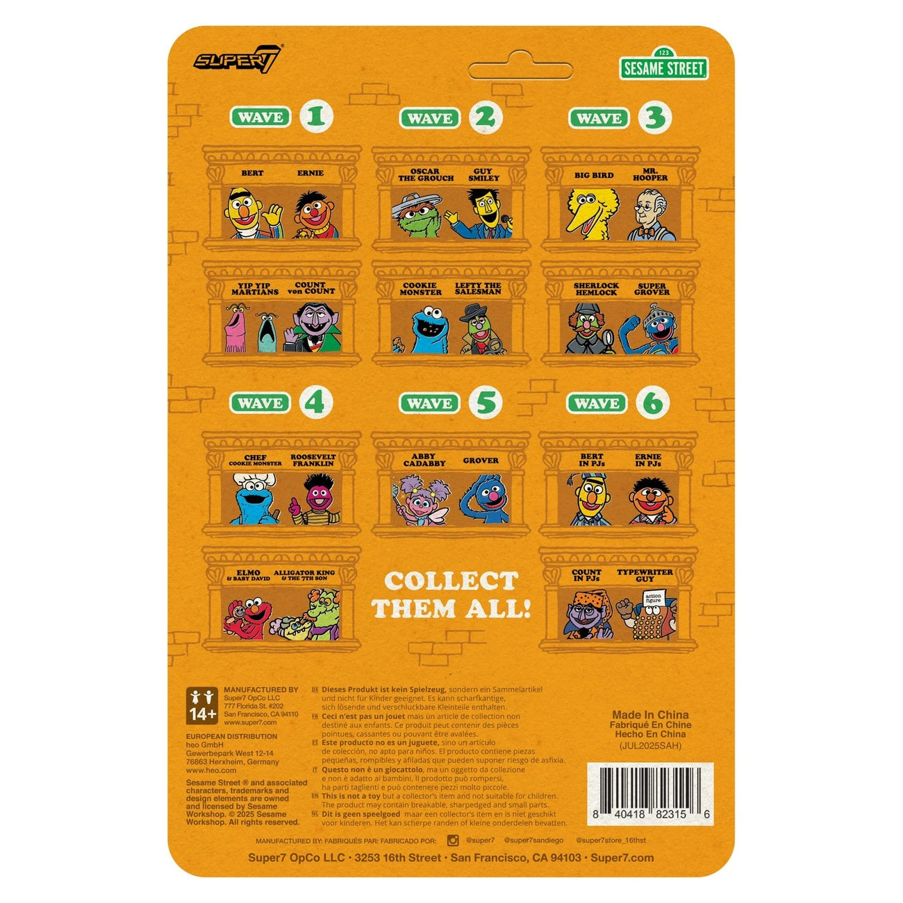 Zdjęcie produktu Ulica Sezamkowa figurka akcji ReAction Wave 06 Bert (PJ) 10 cm