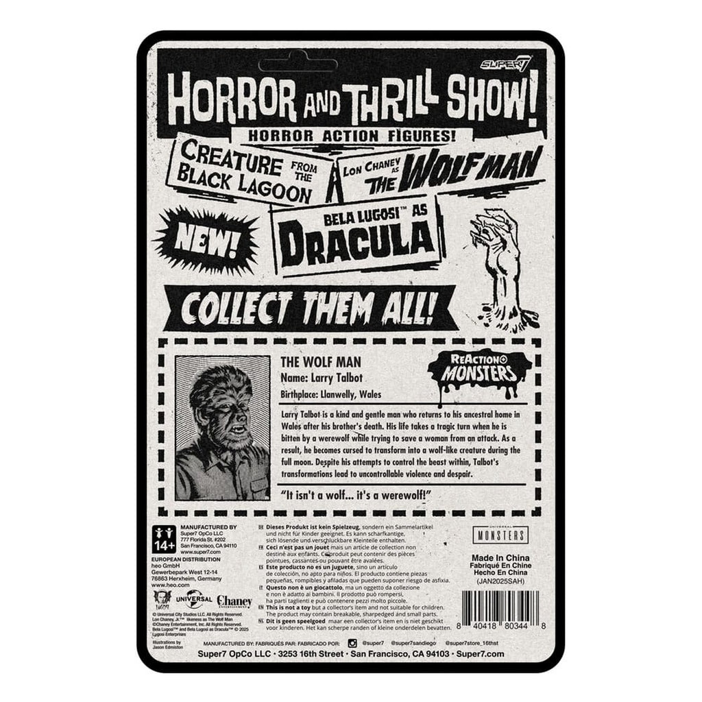 Zdjęcie produktu Universal Monsters Figurka akcji ReAction+ Fala 1 The Wolf Man 10 cm