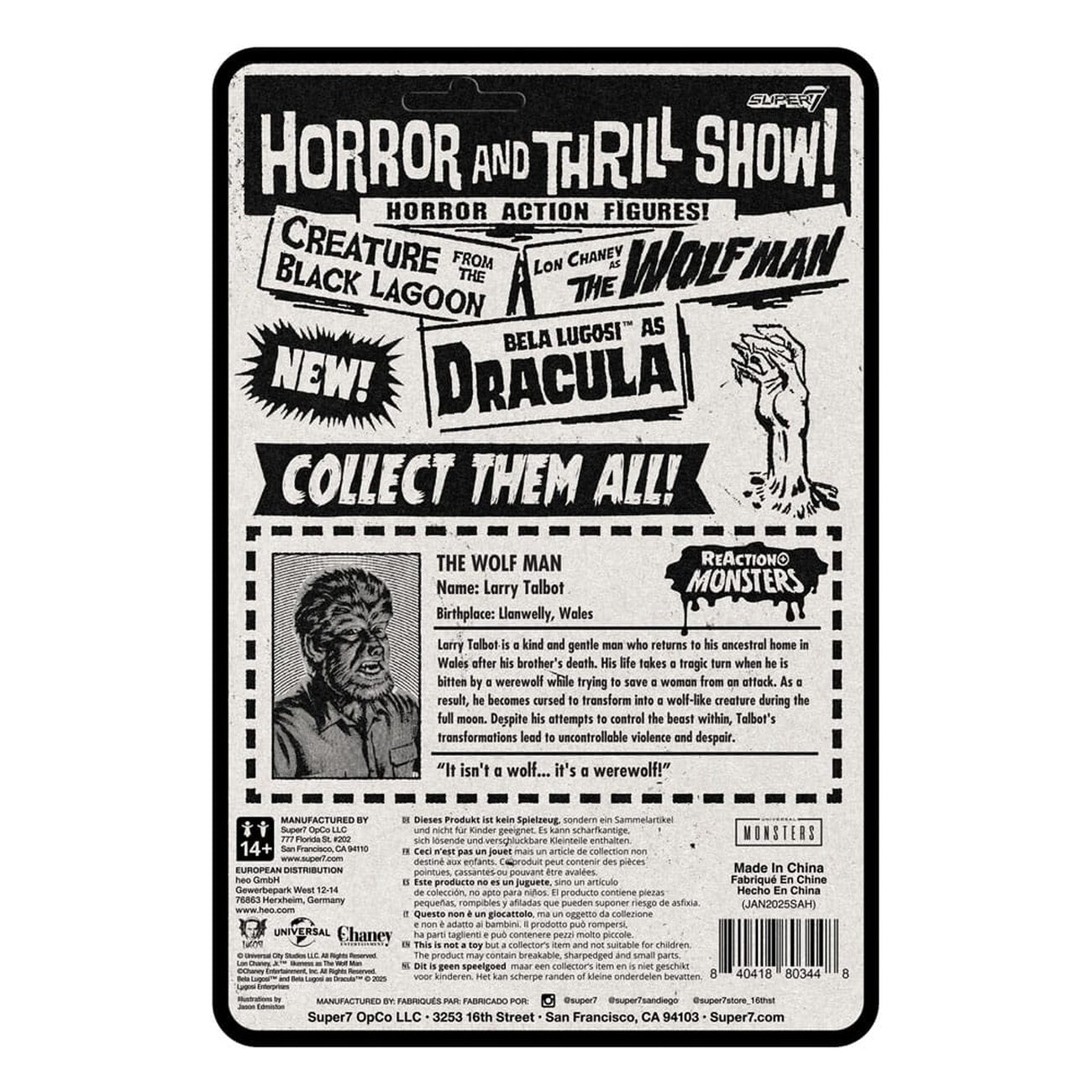 Zdjęcie produktu Universal Monsters Figurka akcji ReAction+ Fala 1 The Wolf Man 10 cm