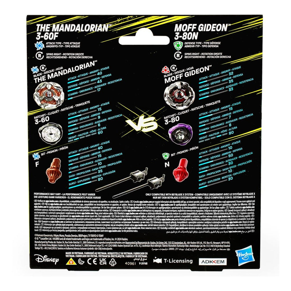Product image Beyblade X and Star Wars Collab The Mandalorian 3-60F vs. Moff Gideon 3-80N
