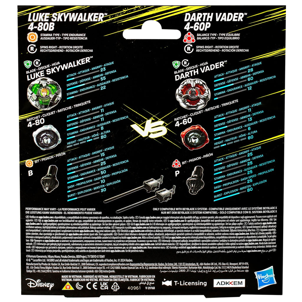 Zdjęcie produktu Kolaboracja Beyblade X i Star Wars Luke Skywalker 4-80B vs Darth Vader 4-60B