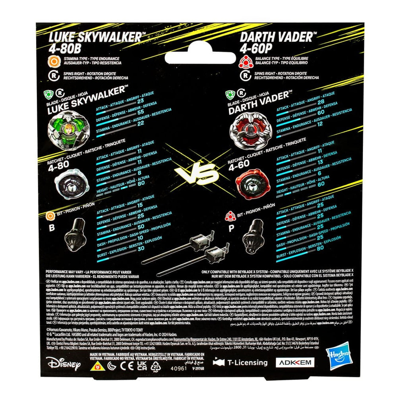 Zdjęcie produktu Kolaboracja Beyblade X i Star Wars Luke Skywalker 4-80B vs Darth Vader 4-60B