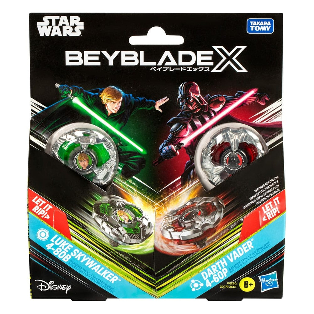 Zdjęcie produktu Kolaboracja Beyblade X i Star Wars Luke Skywalker 4-80B vs Darth Vader 4-60B