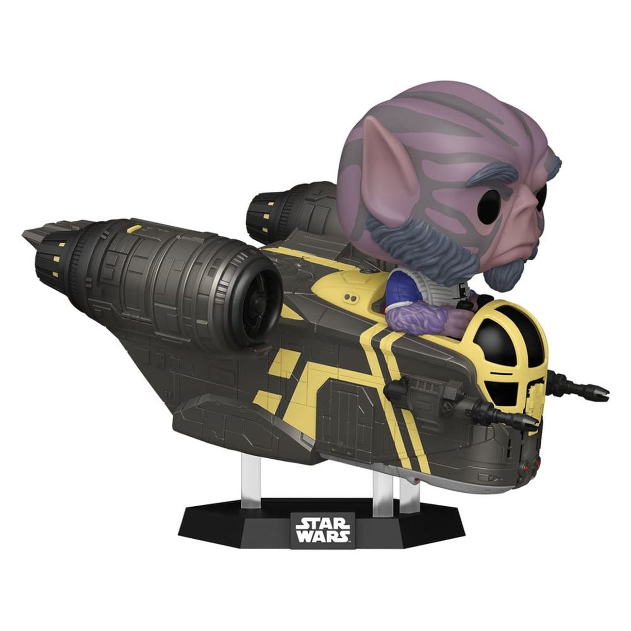 Zdjęcie produktu Star Wars: The Mandalorian and Grogu POP! Rides Deluxe winylowa figurka z kiwaną główką Zeb Orrelios w Razor Crest 9 cm