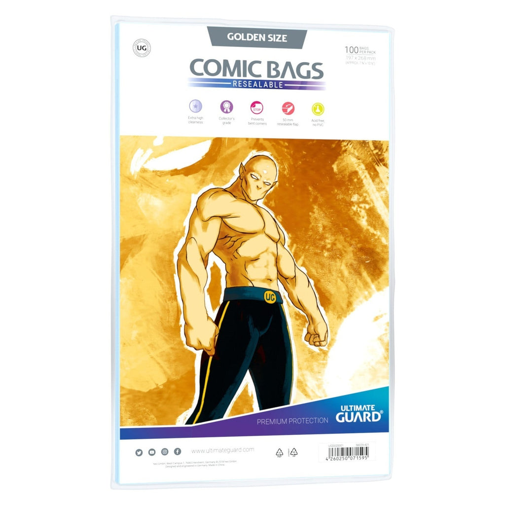Zdjęcie produktu Ultimate Guard Comic Bags z zamknięciem (100) - Golden Size