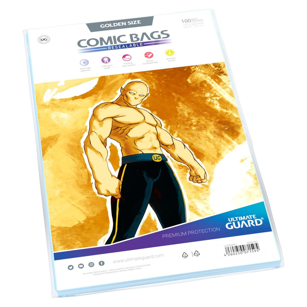 Zdjęcie produktu Ultimate Guard Comic Bags z zamknięciem (100) - Golden Size