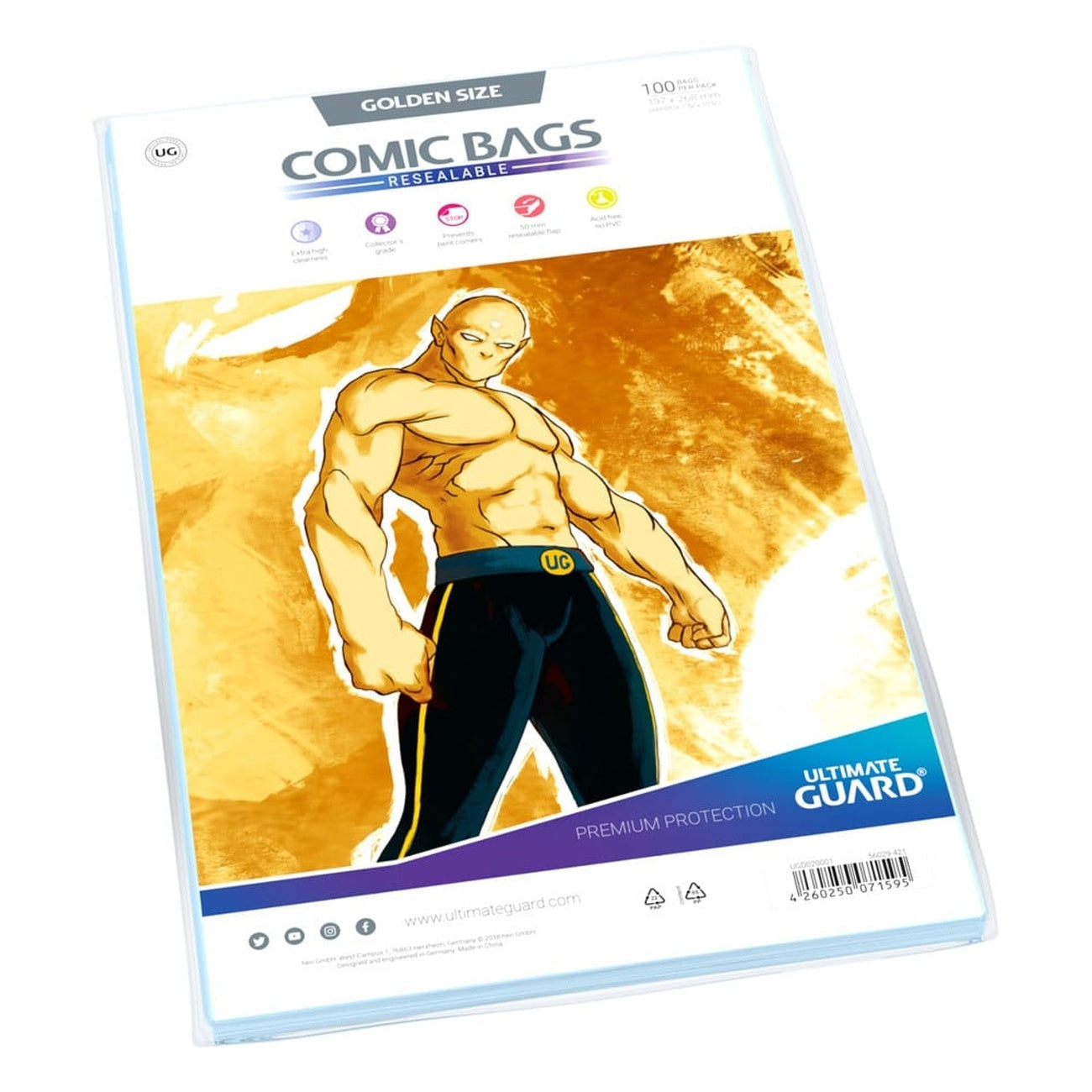 Zdjęcie produktu Ultimate Guard Comic Bags z zamknięciem (100) - Golden Size