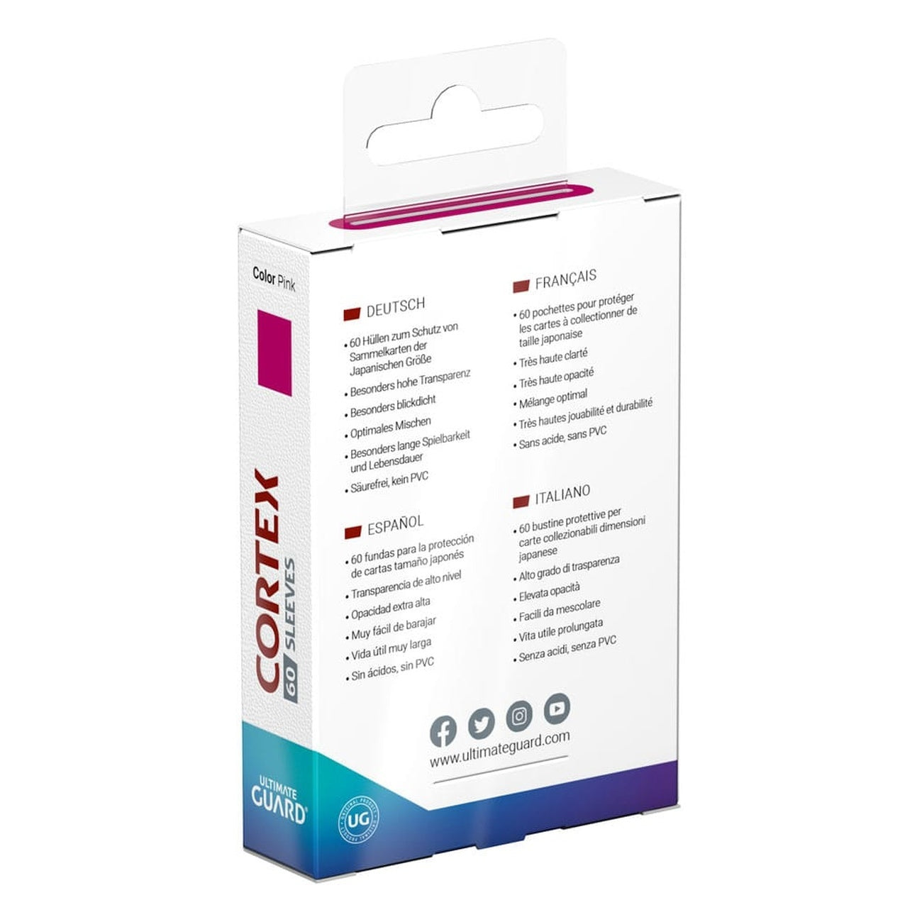 Zdjęcie produktu Ultimate Guard Cortex Sleeves rozmiar japoński (60) – Różowe