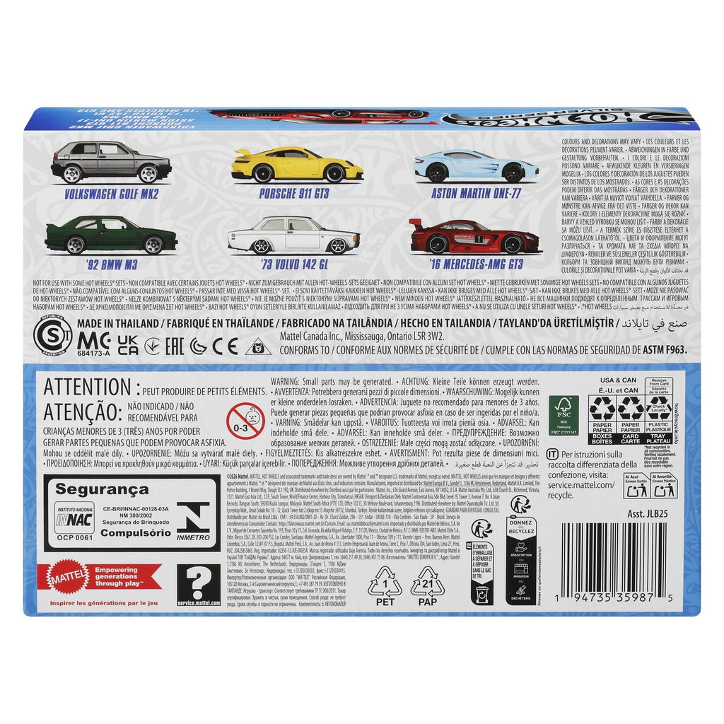Zdjęcie produktu Hot Wheels Silver Series Pojazdy metalowe 6-pack 1/64 Euro Style